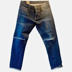 Japanese Selvage Jeans-Indigo-Ripped Knee